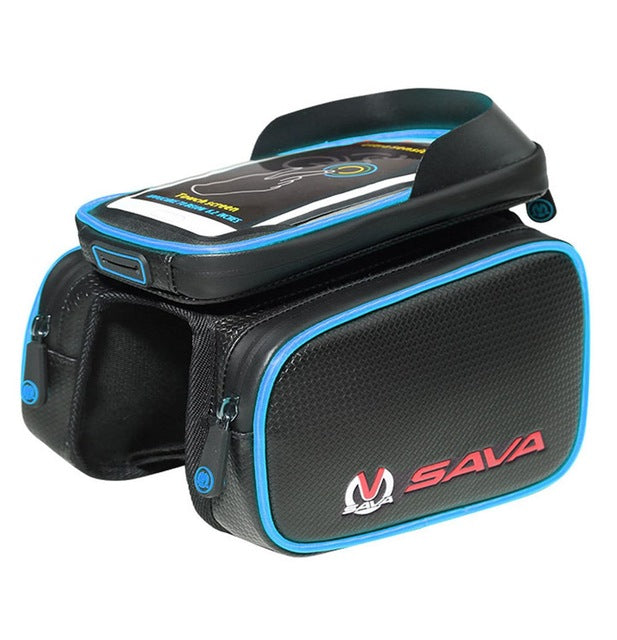 SAVA Front Bicycle Bag Waterproof Cycling Bike Frame Tube Bag Double Pouch Cycling  Bags for 6.2inch Cell Phone Smartphone Case