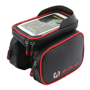SAVA Front Bicycle Bag Waterproof Cycling Bike Frame Tube Bag Double Pouch Cycling  Bags for 6.2inch Cell Phone Smartphone Case