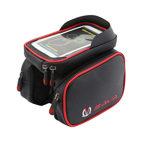 SAVA Front Bicycle Bag Waterproof Cycling Bike Frame Tube Bag Double Pouch Cycling  Bags for 6.2inch Cell Phone Smartphone Case