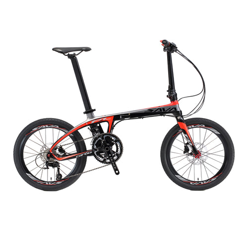 SAVA Folding Bike Carbon Fiber Frame 20 inch SHIMANO 22 Speed SHIMANO 105 5800 Group Set Mini Compact City Bike Disc Brake