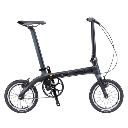 SAVA Folding Bike Folding Bicycle 14 inch Carbon Fiber Frame Single-Speed Urban  Bike Mini City Foldable Bike With Headlights