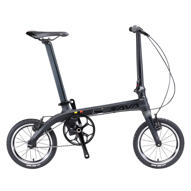 SAVA Folding Bike Folding Bicycle 14 inch Carbon Fiber Frame Single-Speed Urban  Bike Mini City Foldable Bike With Headlights